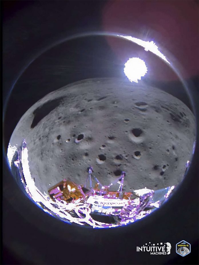 Sideways moon landing cuts mission short, private U.S. lunar lander